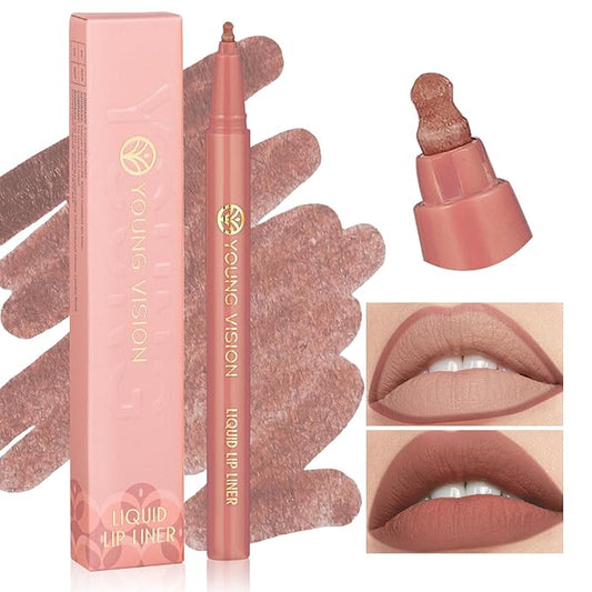 YOUNG VISION Gourd-Shaped Precision Liquid Lipstick & Lipliner - Nude Matte Perfection