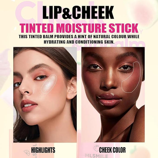 Multi-Purpose Makeup Hydrating Cream Blush Stick, Beauty Solid Moisturizer Stick For Cheek & Eyes & Lips，Waterproof Natural Moisture Smooth Blendable Matte Finish Face Blush Makeup (#04 Orange)