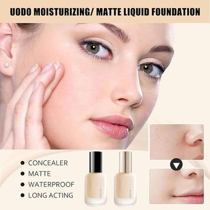 UODO Liquid Foundation - UODO Moisturizing Light Foundation/UODO Matte Long Lasting Foundation, UODO Foundation, Invisible Foundation Makeup Uodo, Uodo Maquillaje (Moisturizing W03 Natural)