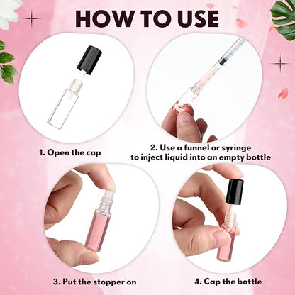 Jinei 150 Pcs Clear Empty Lip Balm Bottles 1.2ml Mini Lip Gloss Tubes, Refillable Containers Transparent Plastic Clear Lipstick Tubes for Girl Women DIY Makeup Sample Travel(Black)