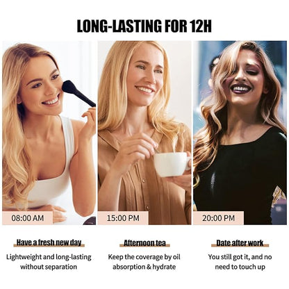 Matte Oil Control Concealer Foundation Flawless Soft Long Lasting Foundation Makeup,Waterproof Full Coverage Face Makeup Strong Concealer Foundation for Oily Acne Skin (#102 Nude)