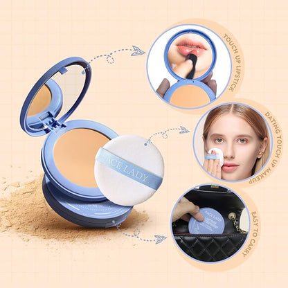 SACE LADY Face Powder Waterproof Sets Makeup, Controls Shine, Smooth Fine Lines for Flawless Lightweight Finish, Long Lasting Matte Compact Setting Powder Cosmetics Cruelty-free, 0.35oz (#01)
