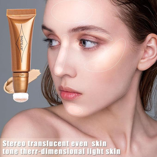 Bronzer Stick Cream Contour Stick Liquid Contour Wand Highlighter Stick with Cushion Applicator Concealer Stick Long Lasting Contour Beauty Wand Cream Bronzer Wand(#05 Rose Gold Highlighter)