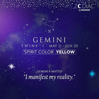 Blossom Lip Gloss Zodiac Sign Vanilla Scented Roll-On Lip Gloss, Moisturizing + Hydrating with Zodiac Crystals, Made in USA, 0.20oz, Gemini