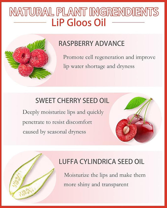 Plumping Lip Glow Oil - Hydrating Tinted Gloss, Reviver Oil, Long Lasting Moisturizing Clear Plumper Tint for Care and Dry Lips - Thanksgiving Makeup Gift for Women (#012 Rosewood)