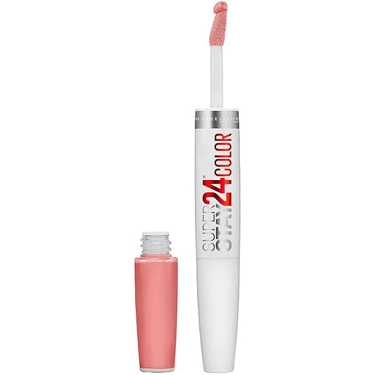 Maybelline Super Stay 24, 2-Step Liquid Lipstick Makeup, Long Lasting Highly Pigmented Color with Moisturizing Balm, All Night Apricot, Nude Orange, 1 Count
