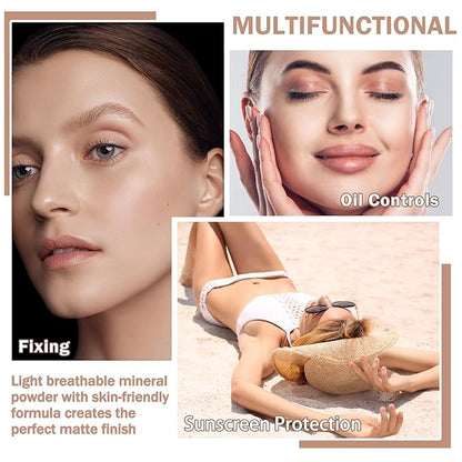 Mineral Sunscreen Setting Powder SPF 35 Mineral Brush Powder Sunscreen for Face Oil Control Matte Finish Long Lasting Lightweight Breathable for All Skin Tones & Types - 01 Translucent