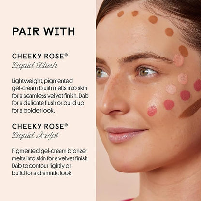 Winky Lux Cheeky Rose Liquid Highlighter, Gel-Cream Highlighter, Blush Topper, Shimmer Blush Finish, Buildable Glow, Long-Lasting Weightless Formula, Angel