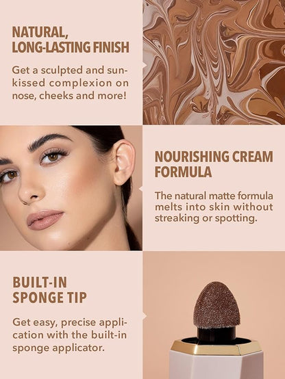 SHEGLAM Sun Sculpt Cool Toned Liquid Contour Stick Long Lasting Cream Bronzer Makeup - Earthy Sepia