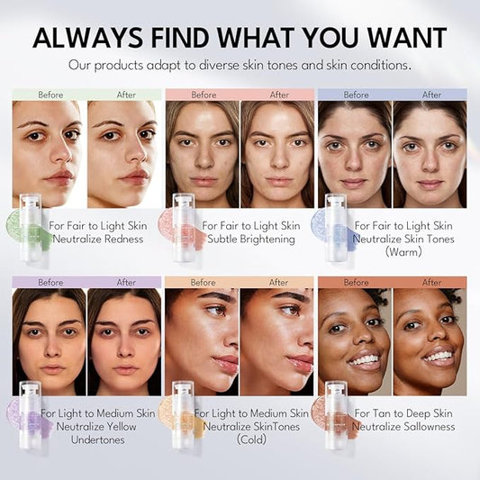 Primer, 2 in 1 All Day Hydration And Color Corrector Primer for Face Dry Skin Before Makeup, Lightweight, Tackle Dryness and Flaking with Dewy Look, Red - Grayness Reducer