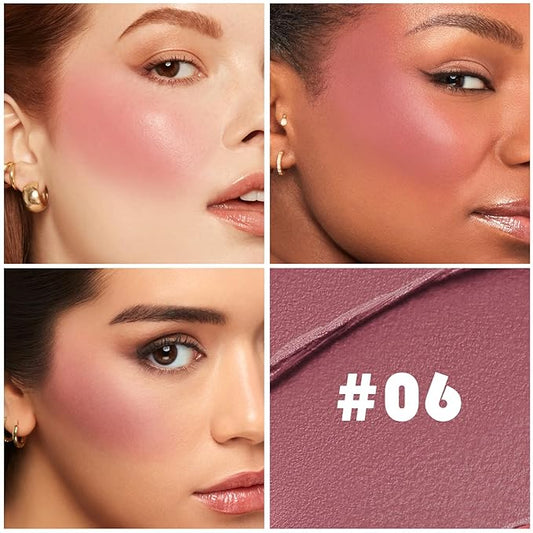 Matte Cream Blush Stick for Cheeks,Blendable Color,Long Lasting Blusher,Highly Pigmented,Non-Greasy，Multi-Stick