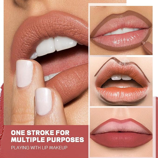 2 Pack Eyebrow Pen Dark Brown and 12Pcs Matte Lip Liners with Sharpener