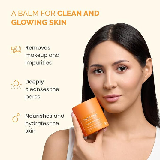 PLANTIFIQUE Korean Cleansing Balm Makeup Remover with Mango & Papaya Extracts, Hyaluronic Acid and Ceramide - Nourishing Melting Cleanser for All Skin Types 1.41 oz / 40 g