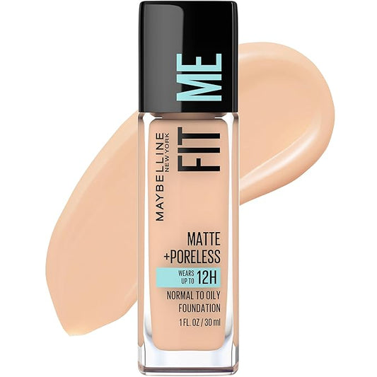 Maybelline Fit Me Matte + Poreless Liquid Oil-Free Foundation Makeup, Nude Beige, 1 Count (Packaging May Vary)