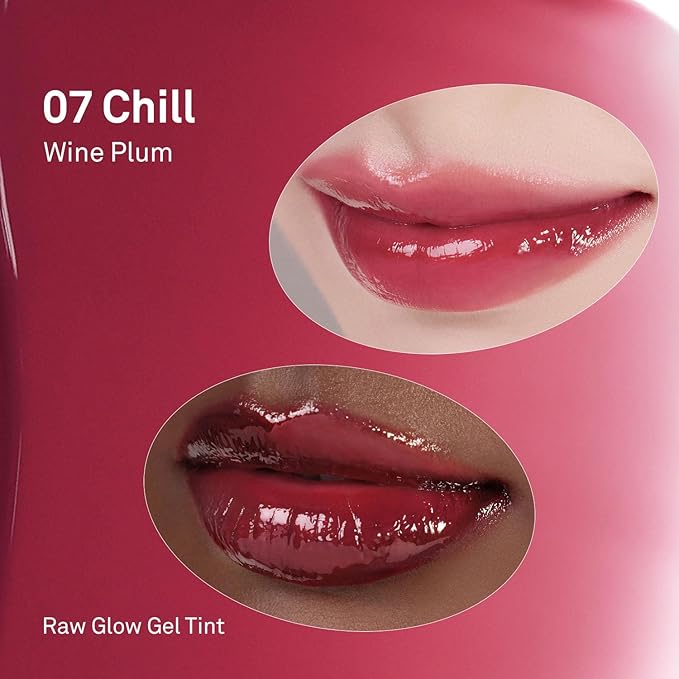 HINCE Raw Glow Gel Tint - Glossy Dewy Lip Tint, Non-Sticky & Long Wearing Lip Gloss for Natural Glass Glow, Moisturizing Liquid Lipstick, Vegan, 0.13 fl.oz. (CHILL, 07)