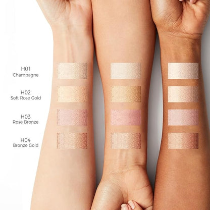 Dewy Highlighter Makeup, Highlighter Makeup Stick for Face and Body, Radiant & Shimmer Glow, Buildable Color for All Day | Vegan & Cruelty-Free | Champagne Rose Gold 15g/0.53fl.Oz