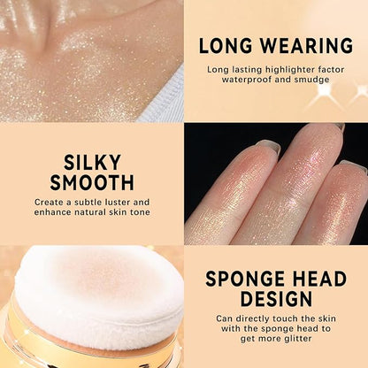 Polvo De Hadas Body Highlighter Powder, Face Brightening Shimmer Body Glitter Contour Patting Powder, Sparkling Blush Highlighter Powder for Face Eyes Body Glow Makeup, B# Golden Brown
