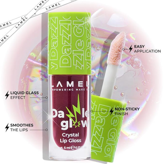 Dazzle Glow Crystal Clear Lip Gloss - Hydrating Lip Gloss - Non Sticky Lip Gloss - Colored Lip Gloss - Lip Gloss Color - Mini Lip Gloss - Moisturizing Lip Gloss - №407 Provocative