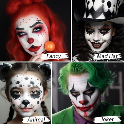 UCANBE Goth White Cream to Powder Foundation Makeup, Professional Clown White Face Body Paint with Matte Finish for Halloween, SFX Makeup, Cosplay, Costume, Stage, Mime & Film(0.52oz)