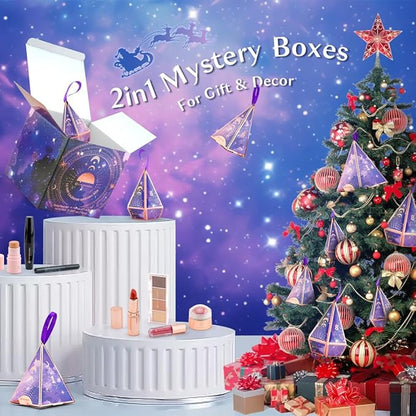 Color Nymph Make up Kit Mystery Boxes, 12PCS Makeup Kits For Christmas Tree Decors, Xmas Gift Makeup Set For Teens Girls Cosmetic Sets Blind Box Includ Eyeshadows Lipstick Mascara Tools etc - Purple