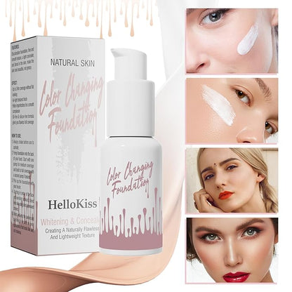 Color Changing Foundation, Base Nude Face Liquid Cover Concealer, Flawless Full Coverage Natural Color Face Primer Base Makeup, Waterproof And Sweatproof, Non-greasy, Non-marking, Long Lasting