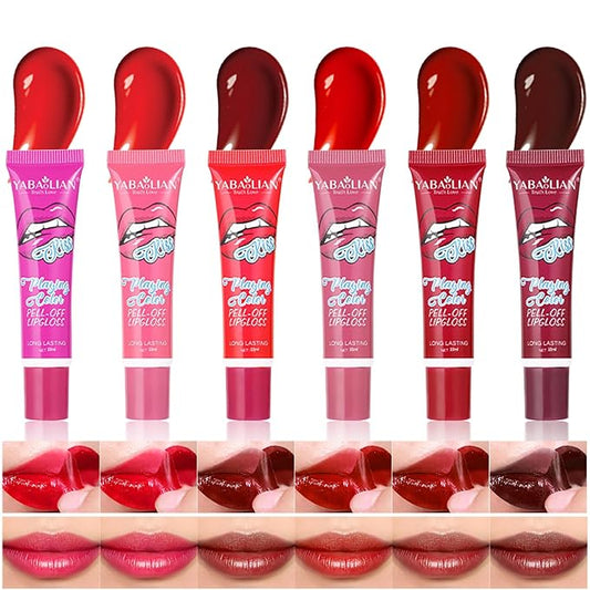 6PC Matte Lip Stain, Peel Off Lip Tint, Lip Tattoo, High Pigmented Tear-off Lip Gloss, Moisturizing Hydrating Liquid Lipsticks Set, No-Sticky Lip Balm Oil, Lip Care for All Skin Tones, 178