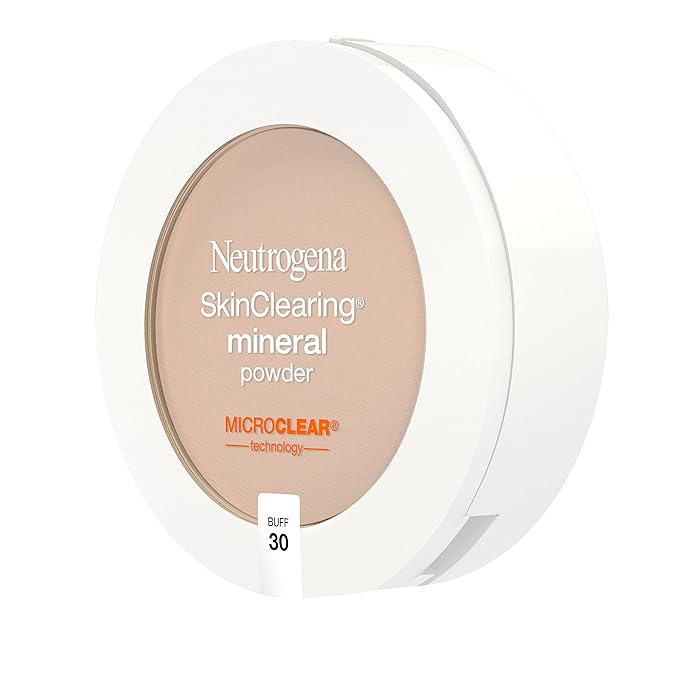 Neutrogena SkinClearing Mineral Acne-Concealing Pressed Powder Compact, Shine-Free & Oil-Absorbing Makeup with Salicylic Acid to Cover, Treat & Prevent Acne Breakouts, Buff 30, .38 oz (Pack of 2)