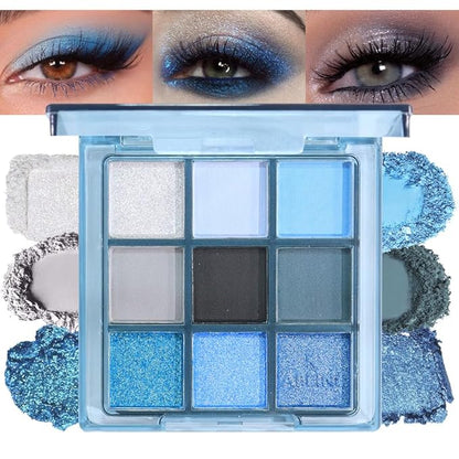 Sapphire Blue Smoky Eye Shadow Palette,Navy & Sky Blue Pro Eyeshadow Palette - Ultra-Pigmented Matte & Shimmer Finish - Waterproof Blend for All-Day Wear (02#, 1 Count (Pack of 1))