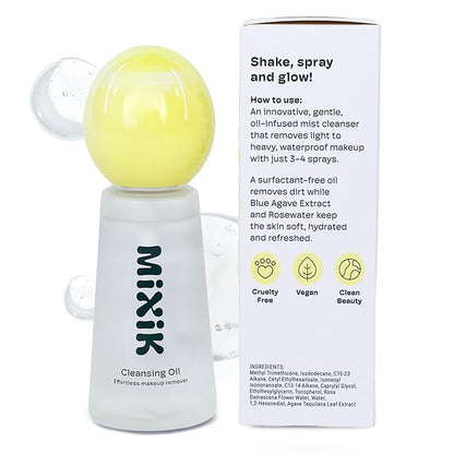 MIXIK Deep Oil Cleanser Spray - Skin Care, Makeup and Sunscreen Remover, Alcohol Free Facial Oil Cleanser Wash, Eye Makeup Remover, Surfactant Free (80 ml (2.7 fl oz) Full Size)