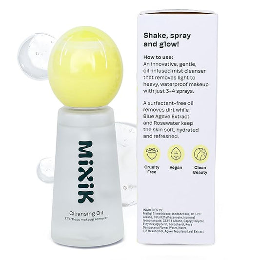 MIXIK Deep Oil Cleanser Spray - Skin Care, Makeup and Sunscreen Remover, Alcohol Free Facial Oil Cleanser Wash, Eye Makeup Remover, Surfactant Free (80 ml (2.7 fl oz) Full Size)