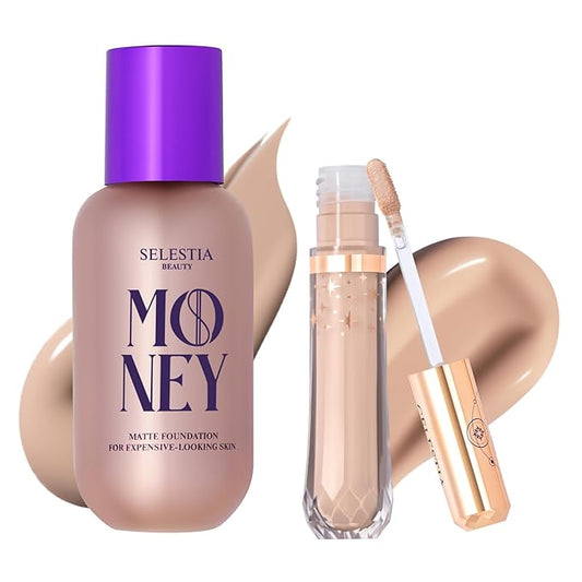 Liquid Foundation & Under Eye Concealer - Ivory Foundation and Vanilla Concealer Shades - Make Up Set for Flawless Fair Skin Base