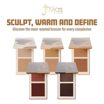 Juvia's Place Bronzed Duo Bronzer Tan - Soft Matte Bronzer, Contour Powder, Long-Wearing & Buildable Bronzing Powder - Suitable for Tan Skin Tone
