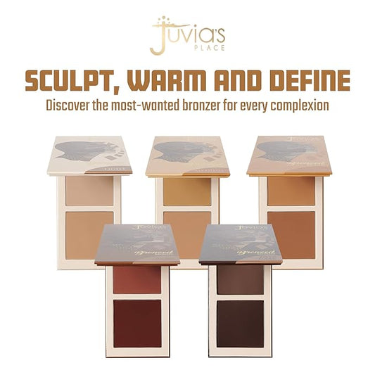 Juvia's Place Bronzed Duo Bronzer Medium - Soft Matte Bronzer, Contour Powder, Long-Wearing & Buildable Bronzing Powder - Suitable for Medium Skin Tone