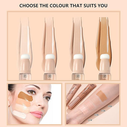 Foundation Beauty Wand Kit, Long-lasting Waterproof Matte Concealer Foundation Cream, Cover Face Pores Spots Silky Breathable Foundation Stick,Valentine's Day Makeup Gift Set for Women-# 02