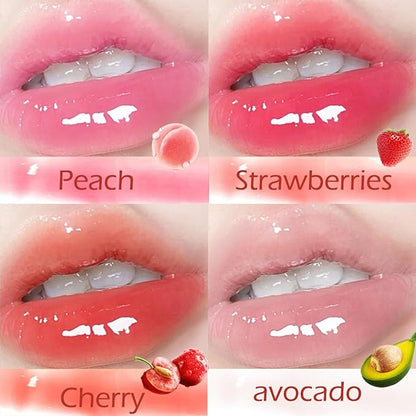 4pcs Tinted Lip Stain for Women, Jelly Lipstick Mirror Lip Gloss Hydrating Lipstick Long Lasting Moisturizing Lip Glaze,Non-sticky,Vivid Color Glossy Lip Makeup