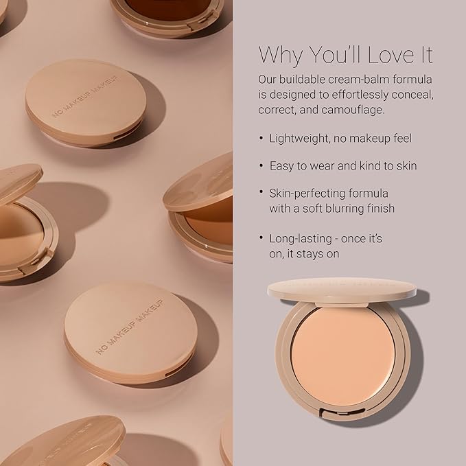 Foundation by No Makeup Makeup | Conceal & Correct with Long-Lasting, Buildable Formula & Lightweight Soft Finish | Cruelty-Free, Vegan, Fragrance-Free | Fair