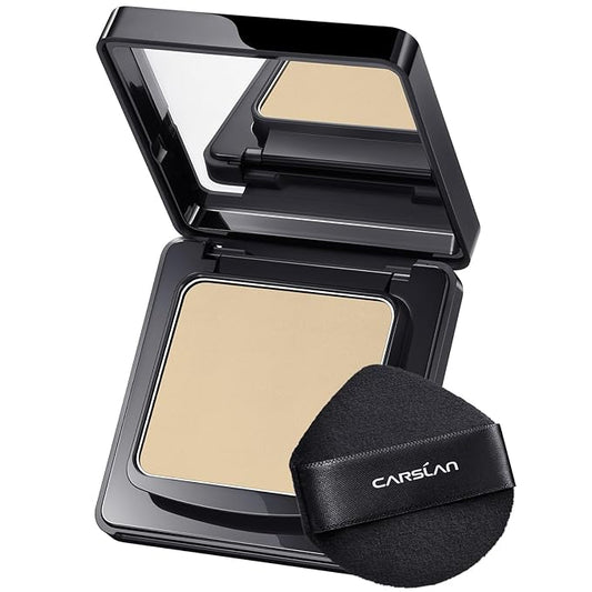 Waterproof Face Pressed Powder Compact, 24H Longlasting Oil Control Pressed Setting Powder Talc-Free Makeup, Shine Free, Poreless, Smooth, 01 Golden for dry&com skin (0.28Oz)