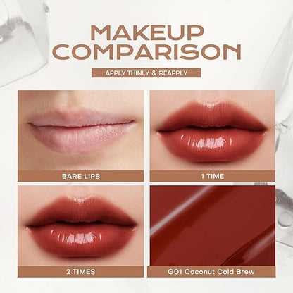 Mistine Lip Gloss Thai latte Long Lasting Lip Glaze Non-sticky Lip Tint Gloss with 1% Peptide Glossy Finish L04 Mango Sherbet 0.1 fl oz 1 Count