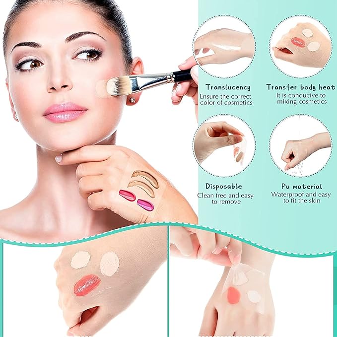 100pcs Makeup Hand Palette Waterproof PU Film Self Adhesive Disposable Makeup Mixing Palette