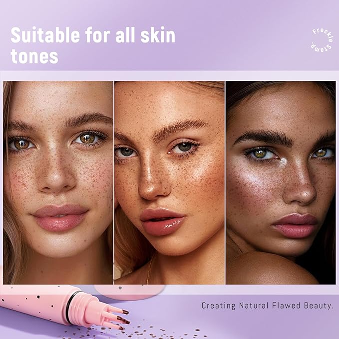 Freckle Stamp Pen, Magic Fake Freckles Tattoo Marker Waterproof Long Lasting Liquid Faux Freckle Stain for Natural Sunkissed Makeup for Women Girl 02 Brown
