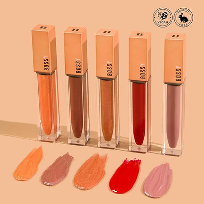 Vegan Lip Gloss for Soft Lips, Plumping Oil, Hydrating Non-Stick Lipgloss for Women, Provides Maximum Shine, Paraben and Cruelty Free (Empowered - Peach Color)