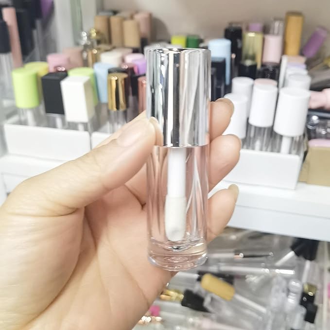 COSIDEA 14pcs Empty 6ml Big Brush Chunky Lip Gloss Tubes for DIY Lip Gloss, Silver Lipgloss Containers