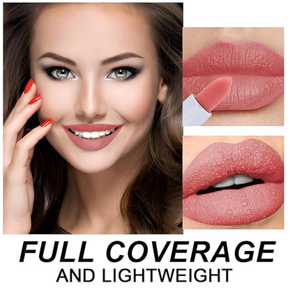 Matte Bullet Long Wear Lipstick - Vegan and Cruelty-Free - Smudge and Waterproof Matte Lipstick with Moisturizing Formula - All Day Comfort - (Rose Petal #12)