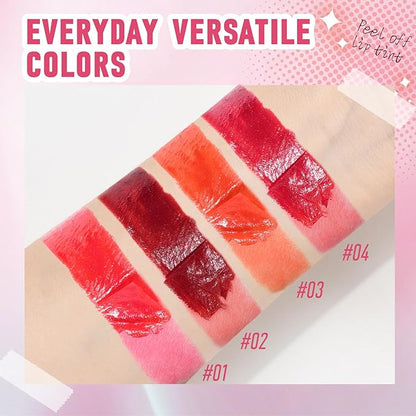 4Pcs Wine Bottle Lip Stain Peel Off, Tattoo Color Lip Liner Stain peel, High Pigment Transfer Proof Magic Lip Tint, Matte Natural Dewy Finish Waterproof Long Lasting Lipstick Makeup Gift Set