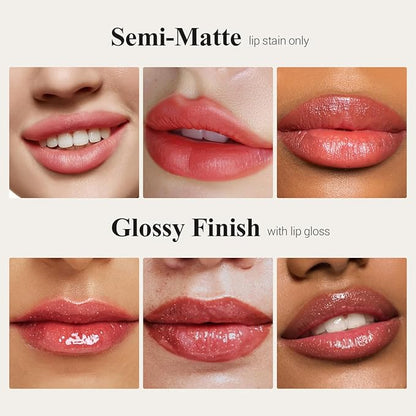 Lip Stain Peel Off + Lip Oil Dual End, Lip Liner Stain Long Lasting Waterproof Transfer Proof - L03 RUMBA RED