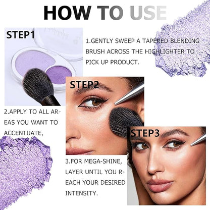 COOL STORY Face High Lighters Makeup Glitter Illuminator Pressed Powder Luminizers Eyeshadow Palette Powder for Face Body Cheek Skin 3#