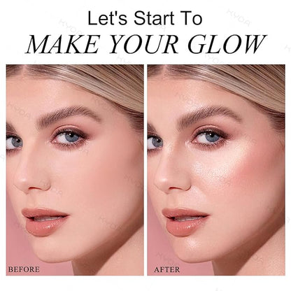 KYDA Face Highlighter Palette, High Glossy Face Illuminator Palette, Natural Glow Finish, Pearl Shimmer Smooth Baked Powder, Lasting Sparkling Highlighter Makeup-DAWN GLOW