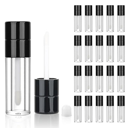 COSIDEA 20pcs Round 4ml 0.13oz Black Empty lip gloss tubes with wand Lipgloss tube containers for lip oil packing