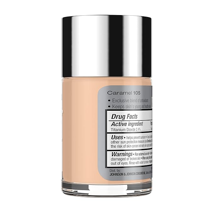 Neutrogena Healthy Skin Liquid Makeup Foundation, Broad Spectrum SPF 20 Sunscreen, Lightweight & Flawless Coverage Foundation with Antioxidant Vitamin E & Feverfew, 105 Caramel, 1 fl. oz