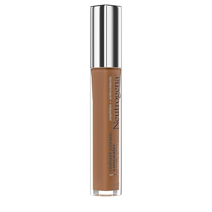 Neutrogena Healthy Skin Radiant Brightening Cream with Peptides & Vitamin E Antioxidant, Lightweight Perfecting Concealer, Non-Comedogenic, Mocha Medium/Deep 03 with neutral undertones, 0.24 oz